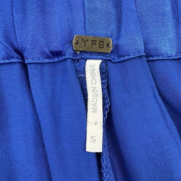 YFB Young Fabulous & Broke Satin Cargo Pants Blue Rayon Blend Women’s Small - Picture 3 of 10